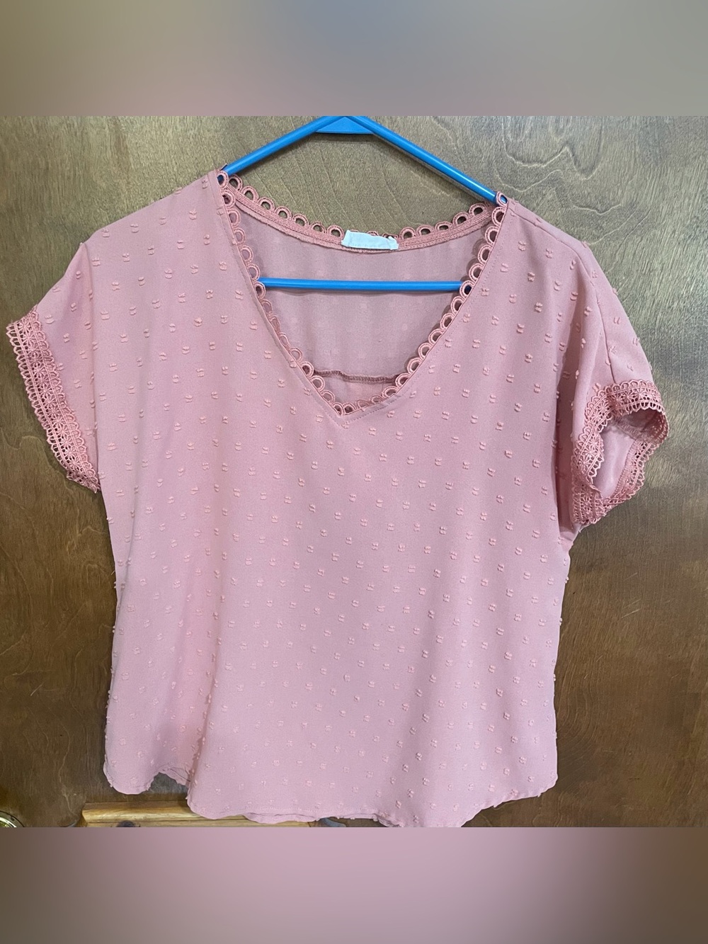 Blu Pepper Dusty Rose Eyelet V-Neck Blouse
